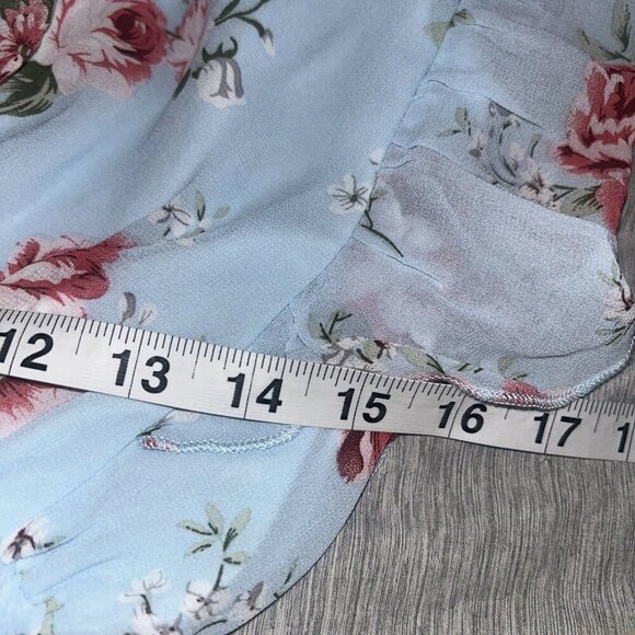 Southern Fried Chics Blue Floral Cottegecore Flutter Sleeve Dress Size Medium - Picture 7 of 7